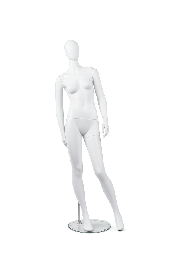 AMOY female full-body mannequin, abstract face, standing pose (FA-03) | مانيكان نسائي كامل الجسم بوجه مجرد ووضعية وقوف من آموي