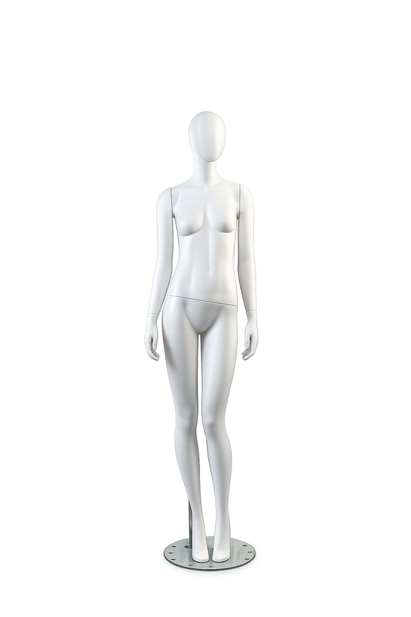 AMOY female full-body mannequin, abstract face, standing pose (FA-05) | مانيكان نسائي كامل الجسم بوجه مجرد ووضعية وقوف من آموي