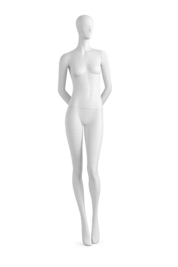 AMOY female full-body mannequin, abstract face, standing pose (FA-06) | مانيكان نسائي كامل الجسم بوجه مجرد ووضعية وقوف من آموي