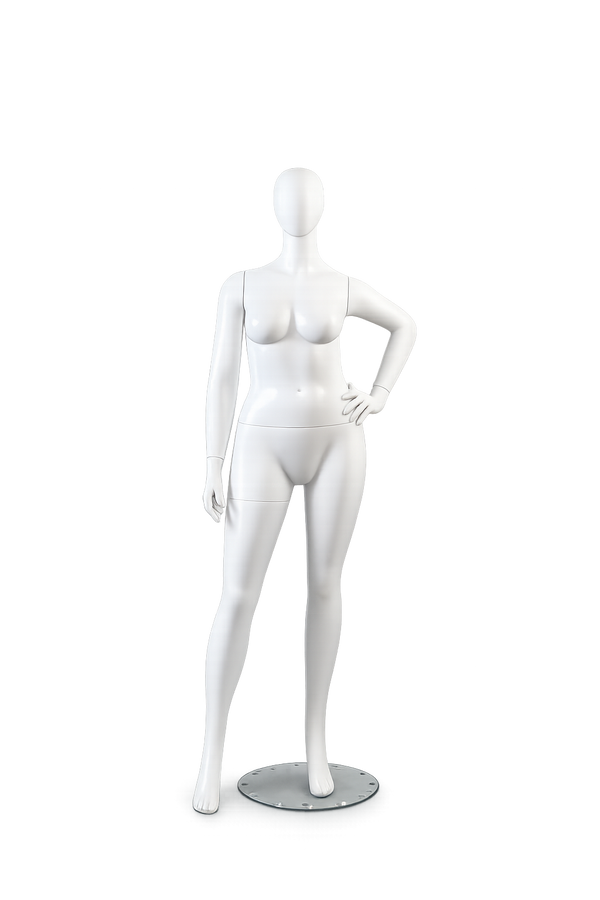 AMOY female full-body mannequin, posed hand on hip (FP-01) | مانيكان نسائي كامل الجسم بوضعية اليد على الخصر من آموي