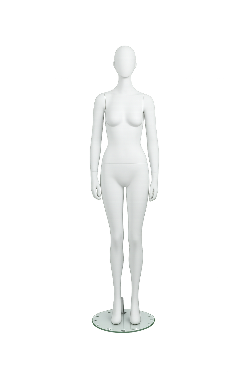 AMOY female full-body mannequin, standard standing pose (FN-02) | مانيكان نسائي كامل الجسم بوضعية وقوف قياسية من آموي