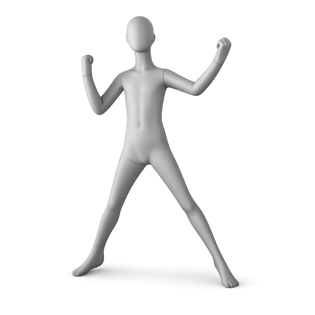 AMOY kids full-body child mannequin, sport pose (KS-01) | مانيكان أطفال كامل الجسم بوضعية رياضية من آموي