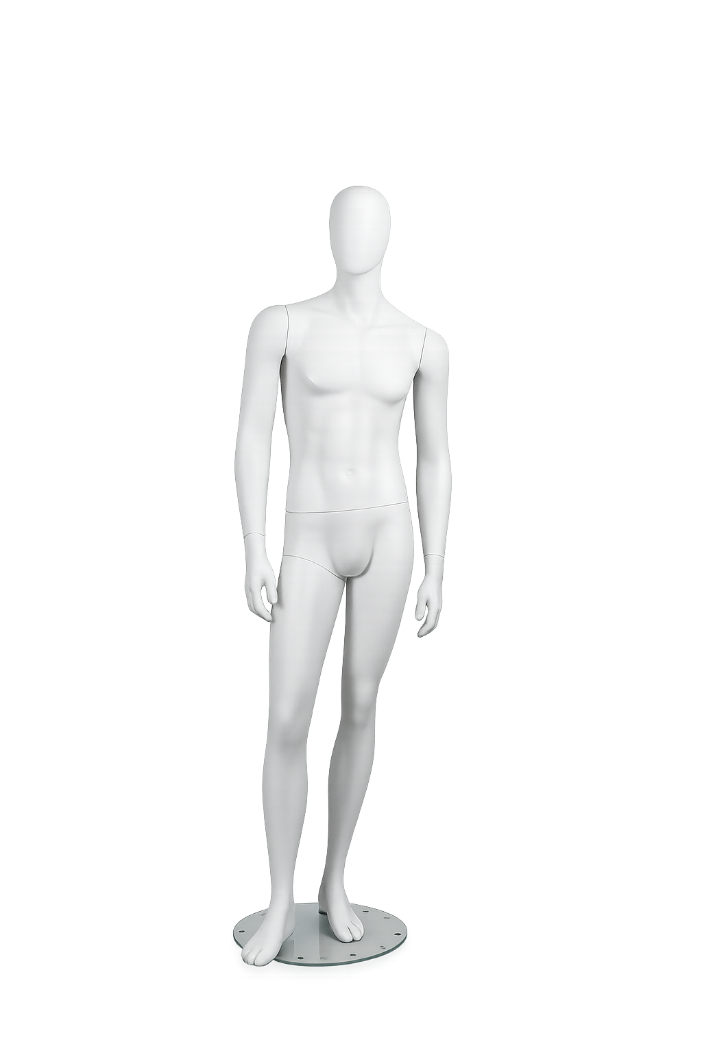 AMOY male full-body mannequin, abstract face, standing pose (MA-01) | مانيكان رجالي كامل الجسم بوجه مجرد ووضعية وقوف من آموي