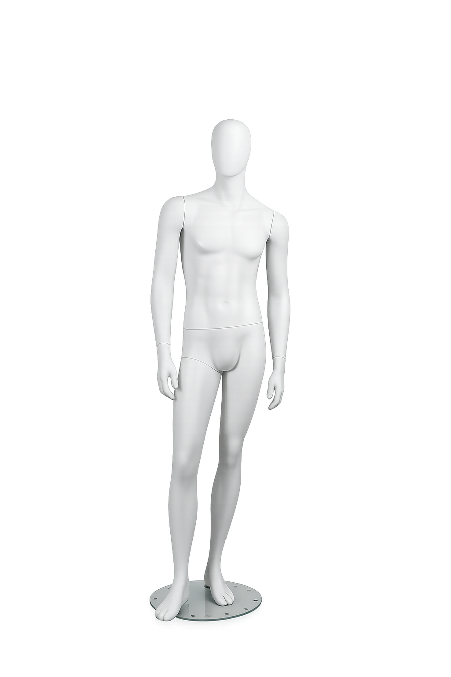 AMOY male full-body mannequin, abstract face, standing pose (MA-01) | مانيكان رجالي كامل الجسم بوجه مجرد ووضعية وقوف من آموي