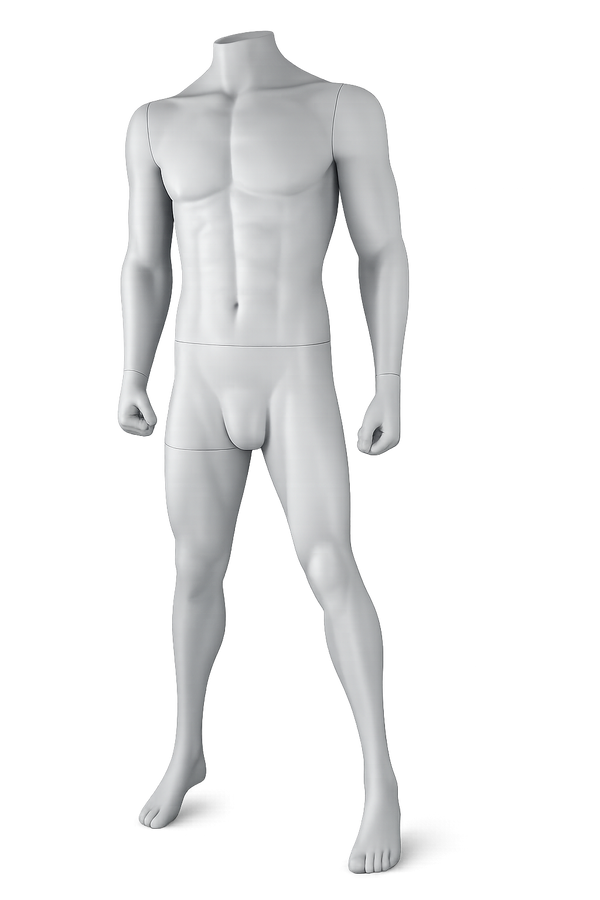 AMOY male full-body mannequin, sport / athletic pose (MS-01) | مانيكان رجالي كامل الجسم بوضعية رياضية من آموي