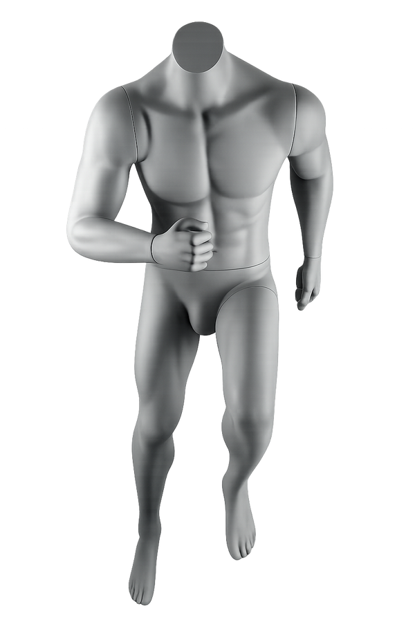 AMOY male full-body mannequin, sport / muscular pose (MS-02) | مانيكان رجالي كامل الجسم بوضعية عضلية رياضية من آموي